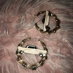 Cadillac bamboo hoop earrings